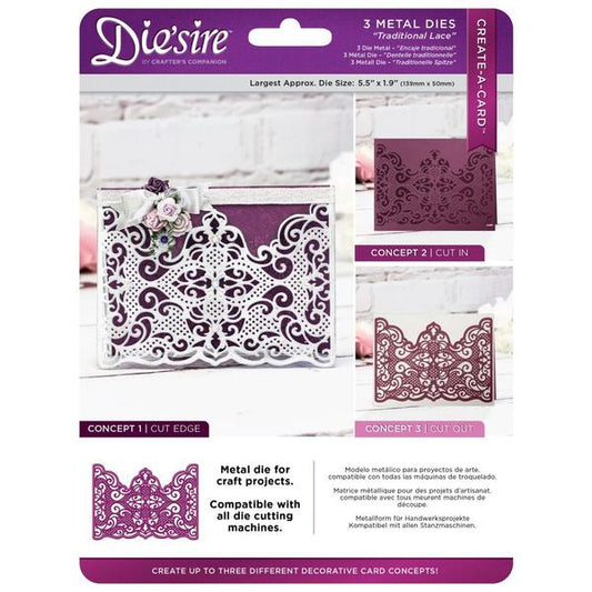 Crafter's Companion Die'sire Traditional Lace Create-A-Card Metal Dies