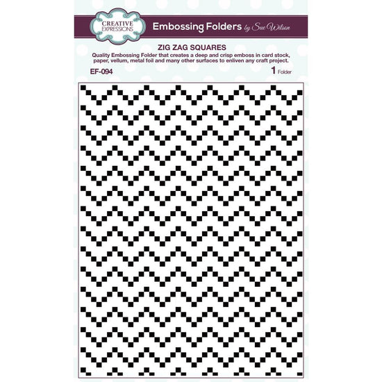 Creative Expressions Zig Zag Squares Embossing Folder