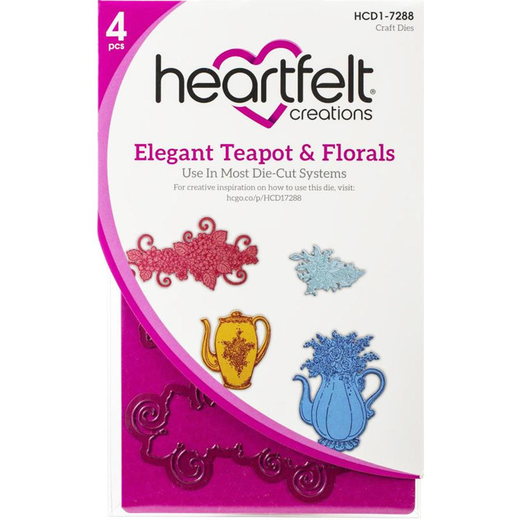 Heartfelt Creations Tea Time Cut & Emboss Dies: Elegant Teapot & Florals