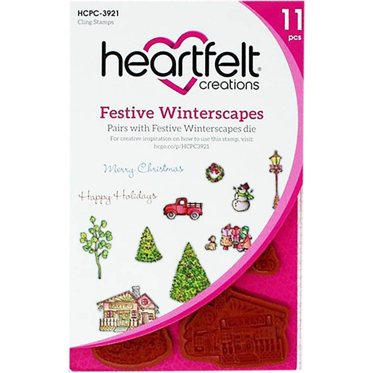 Heartfelt Creations Festive Winterscapes Cling Rubber Stamps