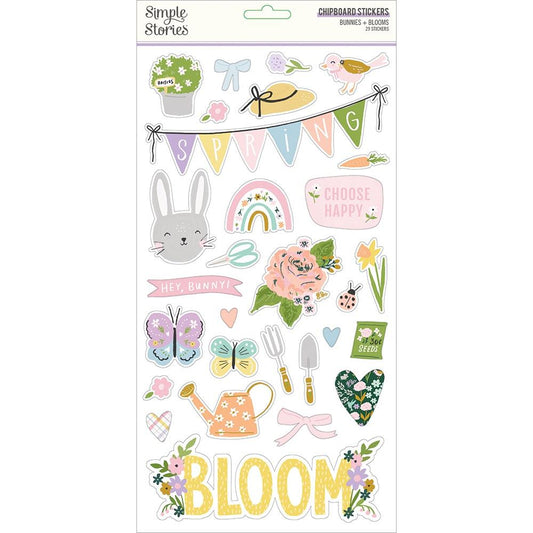 Bunnies & Blooms Chipboard Stickers