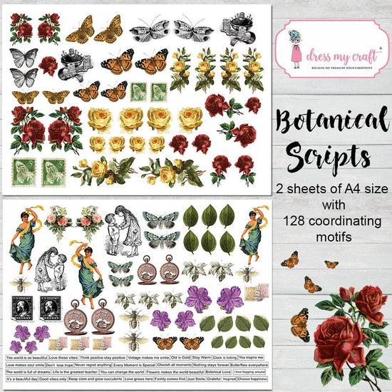 Dress My Craft Botanical Scripts Motif Sheets