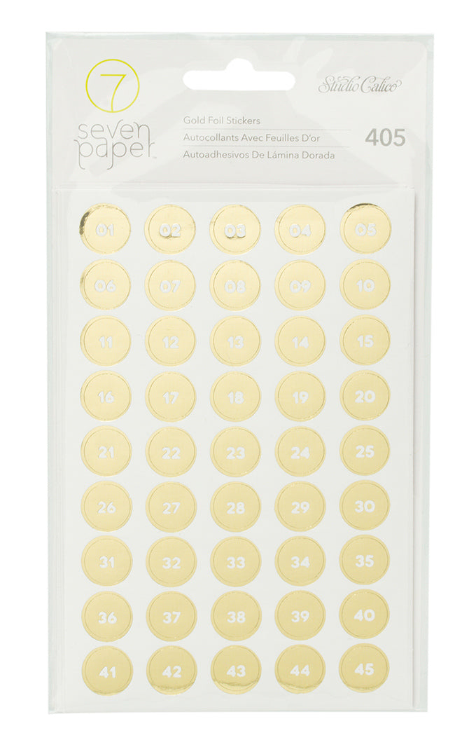 Seven Paper Amelia Gold Numbers Stickers