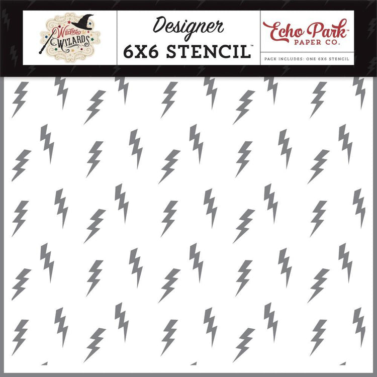 Witches & Wizards 6x6 Stencil - Lightning Strikes