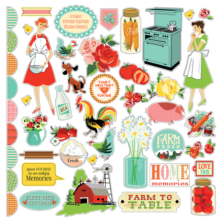 Country Kitchen 12x12 Sticker Sheet