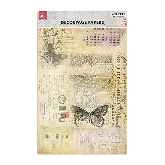 Little Birdie A4 Decoupage Paper (4PK) Butterfly Chronicle