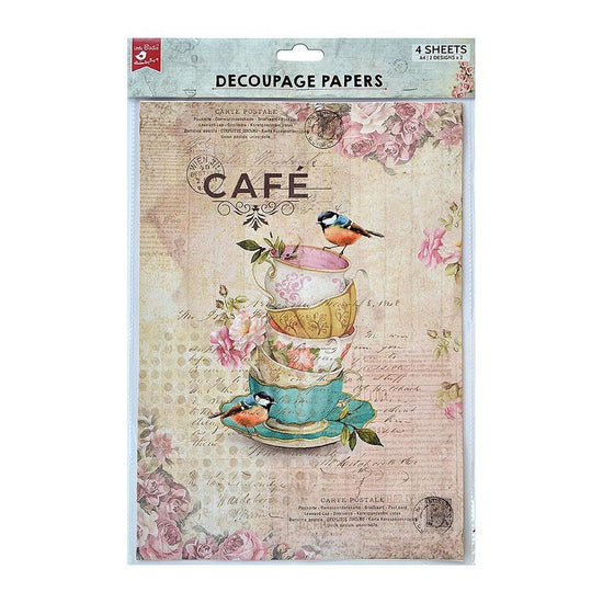 Little Birdie A4 Decoupage Paper (4PK) Birdie Cafe