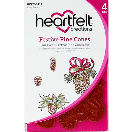 Heartfelt Creations Snowy Pines Cling Rubber Stamps: Festive Pine Cones