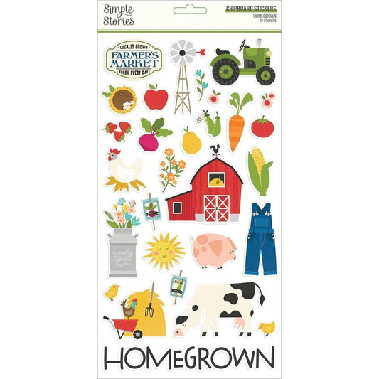 Simple Stories Homegrown Chipboard Stickers