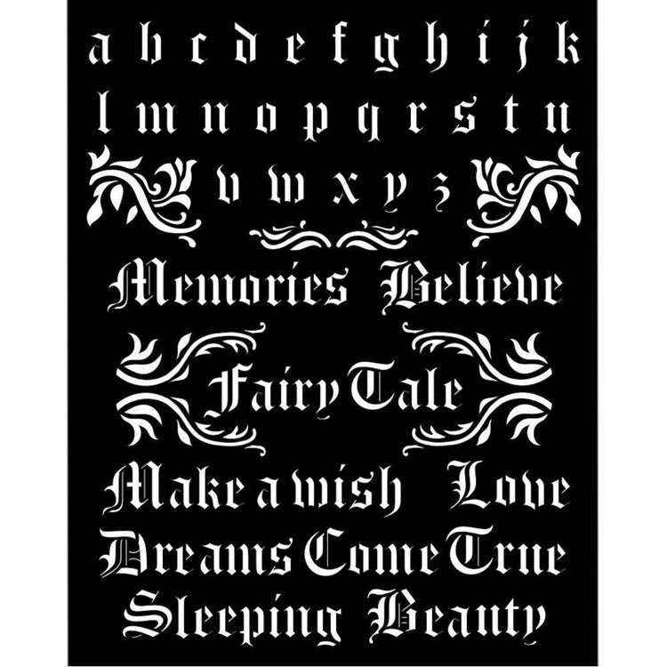 Stamperia Dorota Kotowicz Sleeping Beauty Stencil Alphabet & Quotes