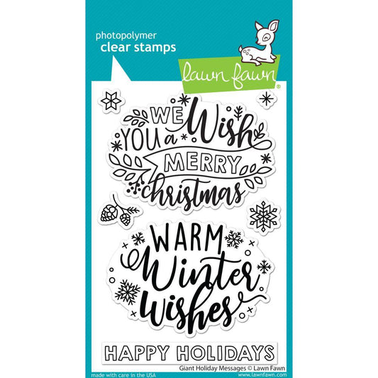 Lawn Fawn Fall & Winter 2021 Release 4x6 Clear Stamps Giant Holiday Messages