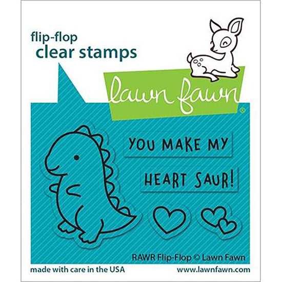 Lawn Fawn Valentines 2022 2x3 Clear Stamps RAWR Flip-Flop