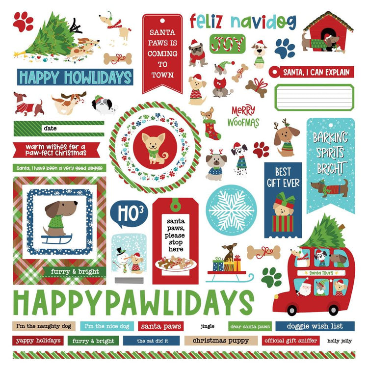 Santa Paws 12x12 Stickers - Dog