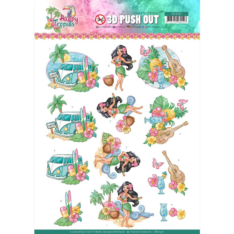 Find It Trading Yvonne Creations Happy Tropics Tropical Holiday Punchout Sheet