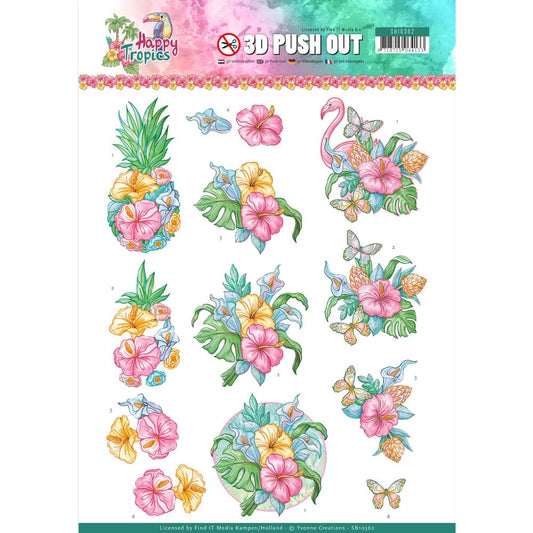 Find It Trading Yvonne Creations Happy Tropics Tropical Flowers Punchout Sheet