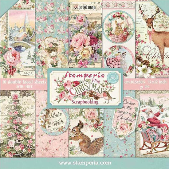 Stamperia Pink Christmas 12x12 Paper Pack
