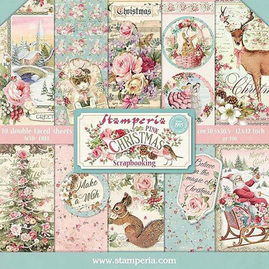 Stamperia Pink Christmas 8x8 Paper Pack