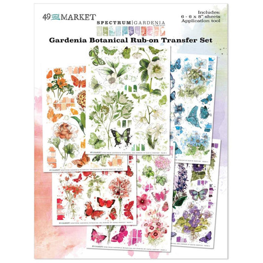 49 & Market Spectrum Gardenia Rub-ons Botanical
