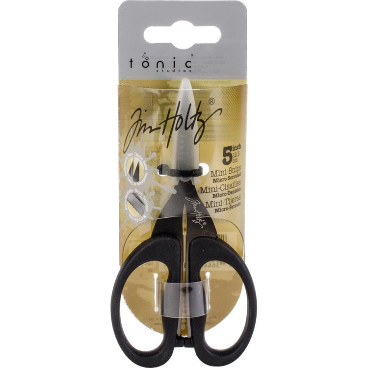 Tim Holtz Titanium Non-Stick Micro Serrated Mini Snips Scissors 5"