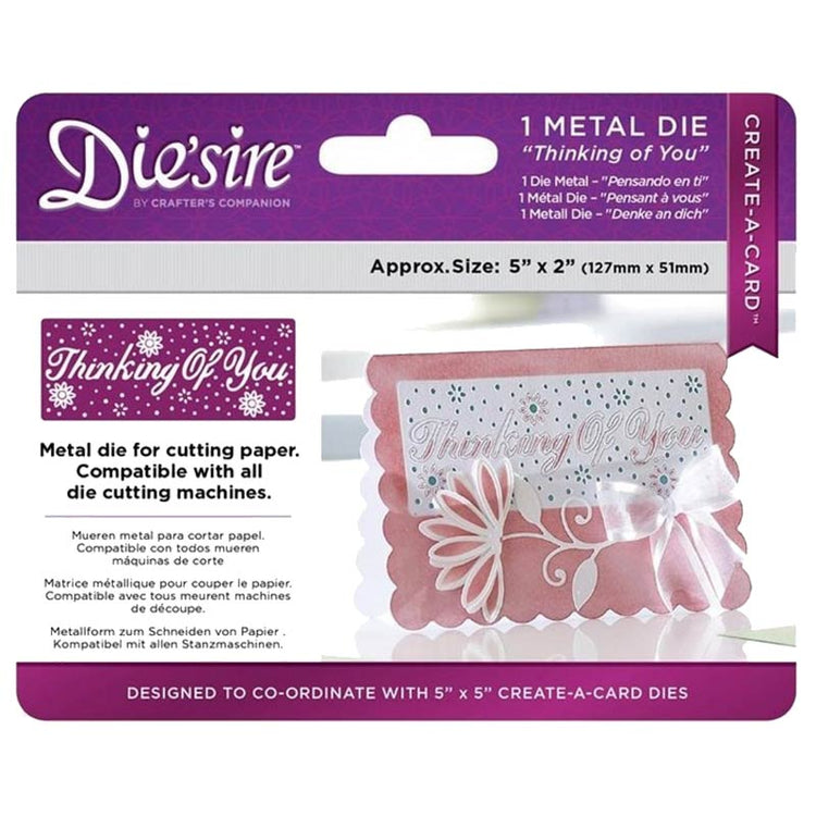 Crafter's Companion Die'sire Thinking of You Create-A-Card 5x2 Metal Dies